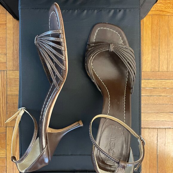 J. Crew Brown Leather Strappy Sandal Heels- Size 8 - Picture 6 of 8